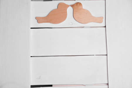 easter decorations on white boardの写真素材