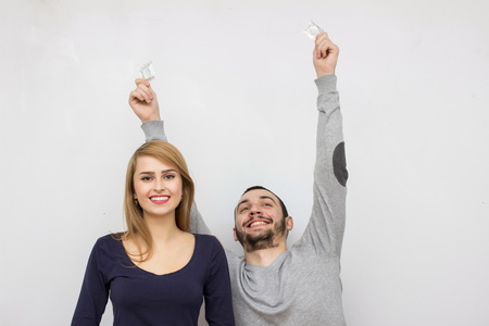 Casual loving couple posingの写真素材