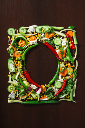 Fresh Raw Vegetables In Chunks Shaped into Squareの写真素材