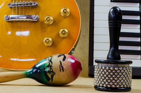 Percussion and Electric guitar Accessories musicの写真素材