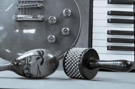 Percussion and Electric guitar Accessories musicの写真素材