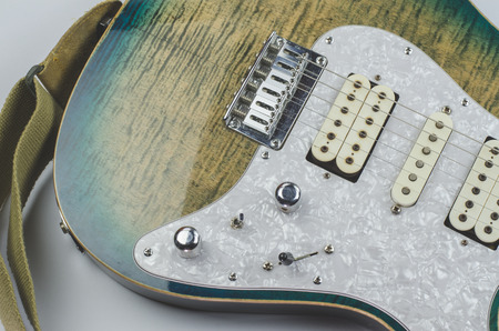 Electric guitar teal color close up