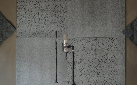 Speech pad Sound recording room and Mic condenserの写真素材