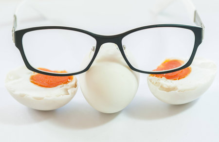 Glasses on eggsの写真素材