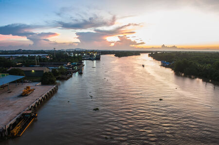 Riverside evening sunsets nature beautifulの写真素材
