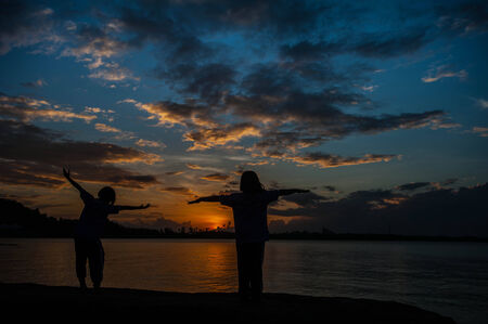 The evening sun by the sea.の写真素材