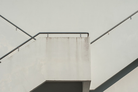 Stainless steel railing way up the building.の写真素材