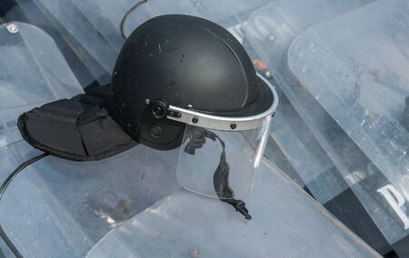 police Training in the use of batons to control crowds.の写真素材