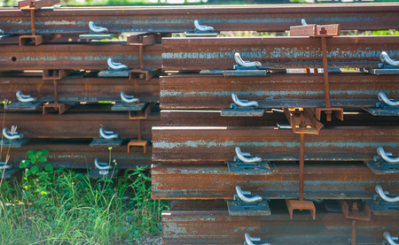 Railway sleepers made of cementの写真素材