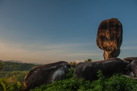 Blowing rock set on a cliffの写真素材