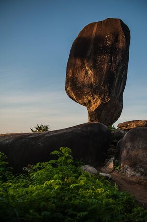 Blowing rock set on a cliffの写真素材