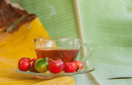Cherry hot herbal tea.の写真素材