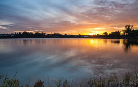 Sunrise and morning along the marsh.の写真素材