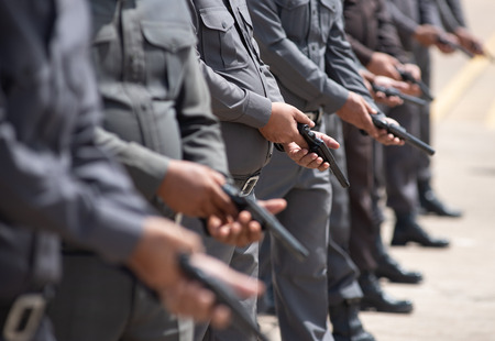 Police tactical firearms training outdoors.の写真素材