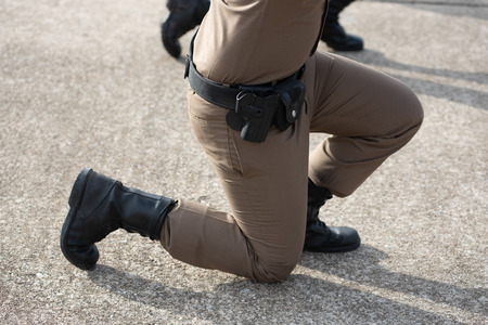 Police tactical firearms training outdoors.の写真素材