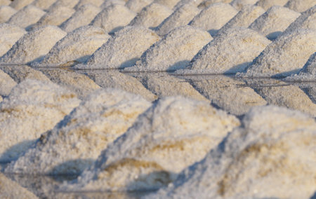 Pile of salt at the salt farm in Thailand,