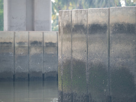 Concrete bridge over the river in the city,Thailand.の写真素材