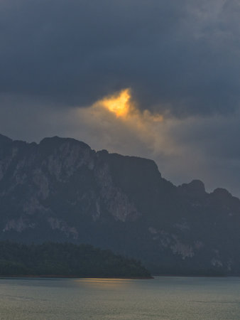 Sunset at Ratchaprapha Dam Khao Sok National Park, Surat Thani, Thailand