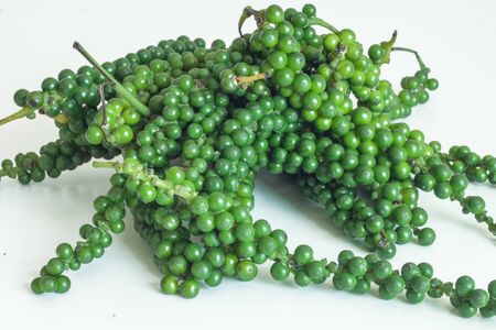 Fresh green peper on white backgroundの写真素材