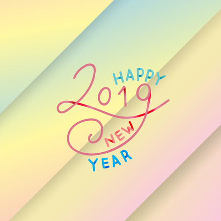 Merry Christmas and Happy New Year 2019 Greeting card, vector illustration.のイラスト素材