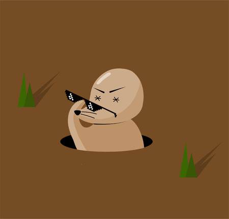 Good Morning funny cartoon mole drawing, vector illustration.のイラスト素材