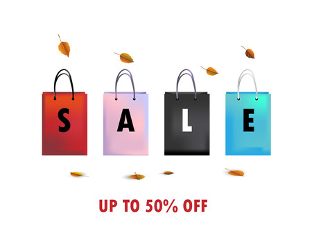 Hello autumn sale banner template with fall leaves seasonal for shopping sale, poster, card, label, design discount . Vector illustration.のイラスト素材