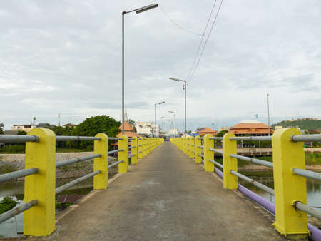 Yellow Footbridge Uthai-thani Province Thailandの写真素材