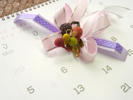 Pink Bow On The Calendarの写真素材