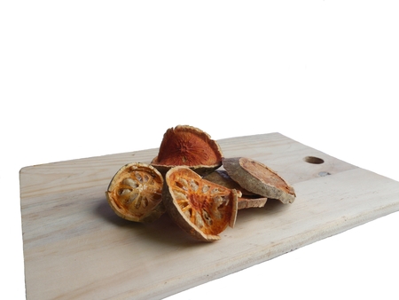 Isolate, quince dry on the block.の写真素材