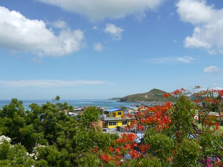 top view, fishing village seasideの写真素材