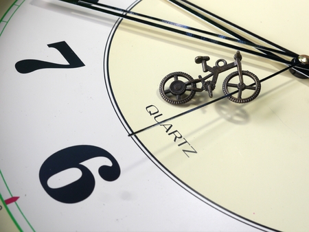 the big clock and bicycleの写真素材
