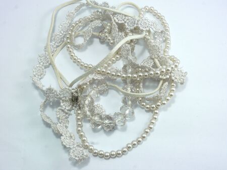 Pearl Necklace on White Backgroundの写真素材