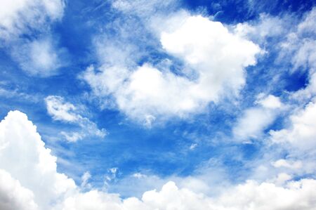 blue sky with clouds closeupの写真素材