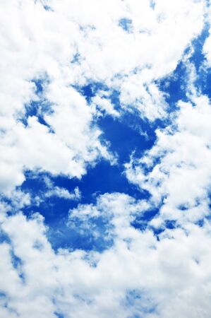 blue sky with clouds closeupの写真素材