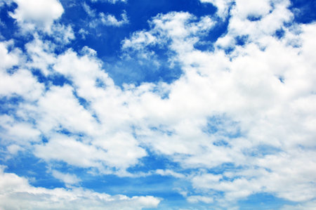 blue sky with clouds closeupの写真素材