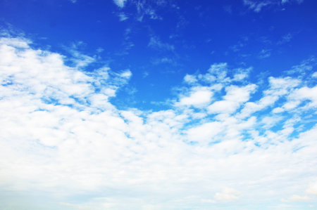 blue sky with clouds closeupの写真素材