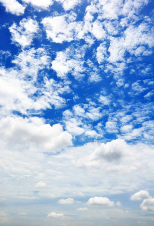 blue sky with clouds closeupの写真素材