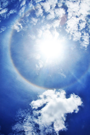 blue sky with clouds closeupの写真素材