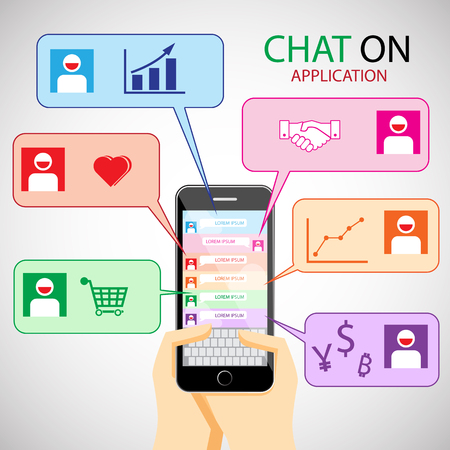 Communication concept with smartphone. infographic and iconのイラスト素材