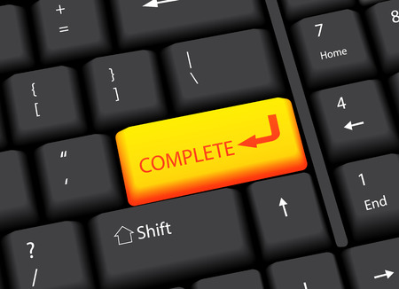 Black keyboard Computer with word Complete, vector illustrationのイラスト素材