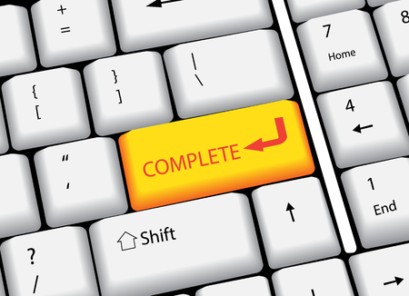 Black keyboard Computer with word Complete, vector illustrationのイラスト素材
