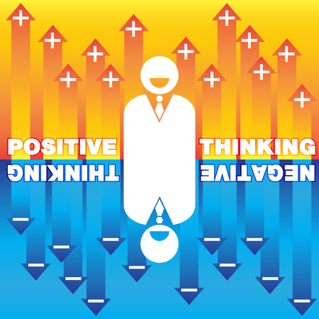 Businessman with positive thinking and negative thinking. vector illustrationのイラスト素材