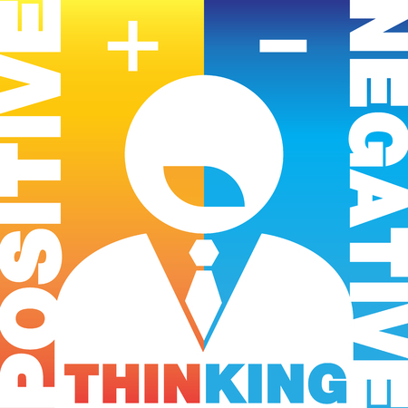 Businessman with positive thinking and negative thinking. vector illustrationのイラスト素材