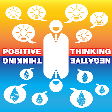 Businessman with positive thinking and negative thinking. vector illustrationのイラスト素材