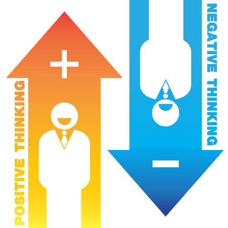 Businessman with positive thinking and negative thinkingのイラスト素材