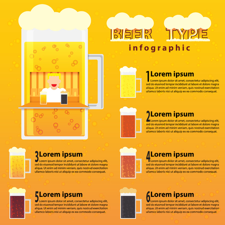 Infographics set - types of beer - vector illustrationのイラスト素材
