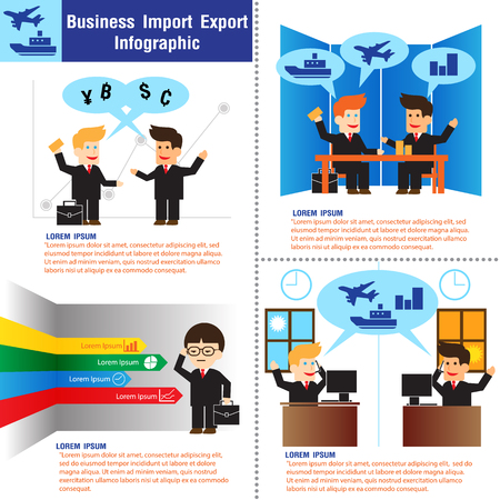Business Import & Export Infographic. vector illustrationのイラスト素材