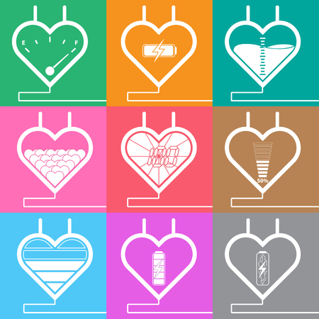 Set of Heart charge level indicators.のイラスト素材