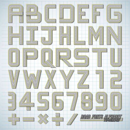 Plan alphabet design of Road fontsのイラスト素材