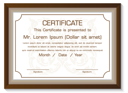 Certificate design template with Brown Frameのイラスト素材